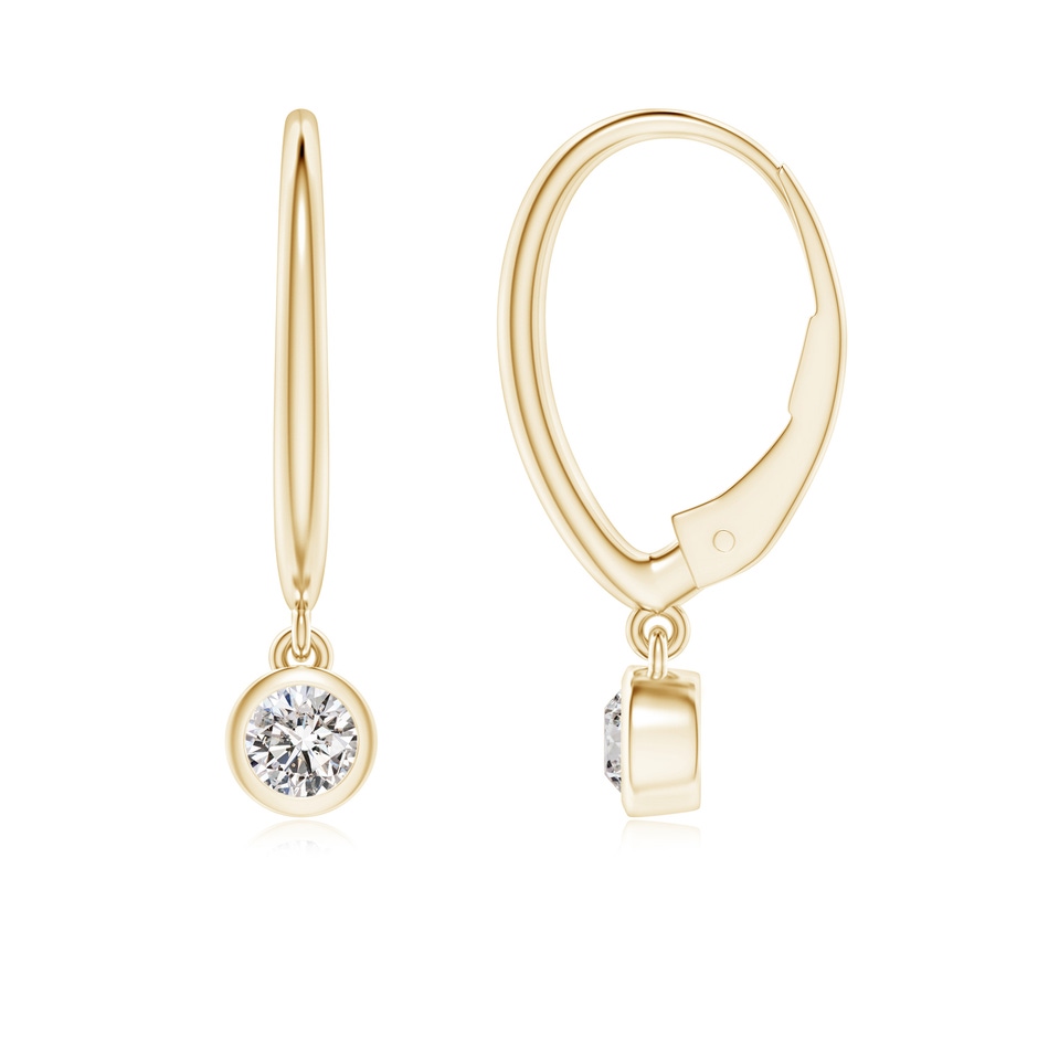 3.2mm IJI1I2 Classic Bezel-Set Round Diamond Leverback Drop Earrings in 18K Yellow Gold 