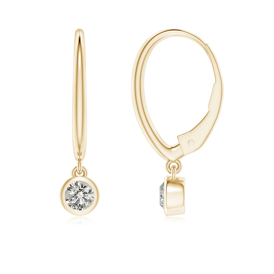 3.2mm KI3 Classic Bezel-Set Round Diamond Leverback Drop Earrings in Yellow Gold 