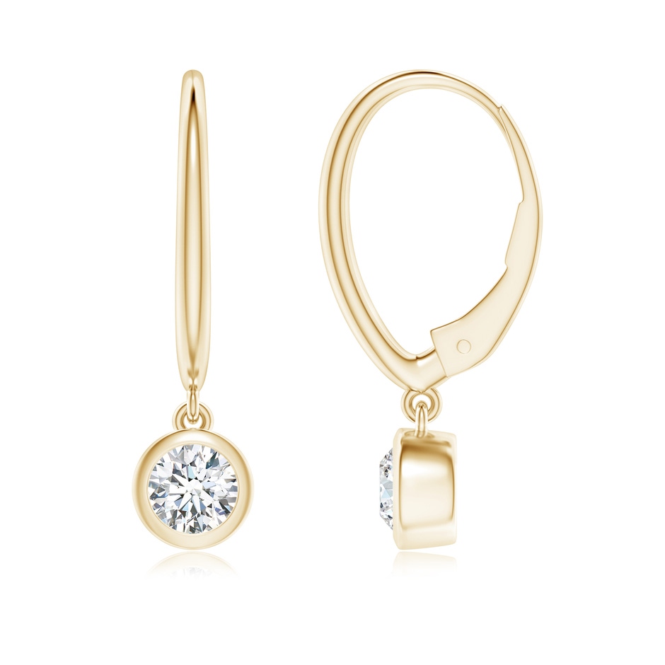4.1mm GVS2 Classic Bezel-Set Round Diamond Leverback Drop Earrings in Yellow Gold 
