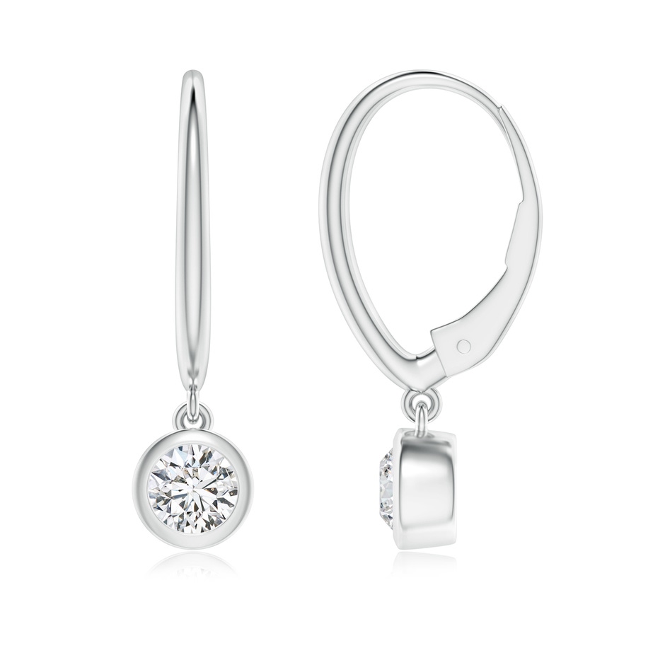 4.1mm HSI2 Classic Bezel-Set Round Diamond Leverback Drop Earrings in White Gold 