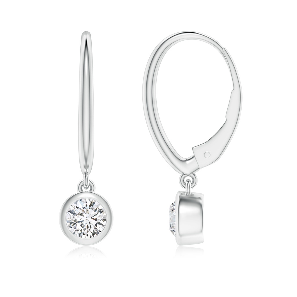4.1mm HSI2 Classic Bezel-Set Round Diamond Leverback Drop Earrings in White Gold