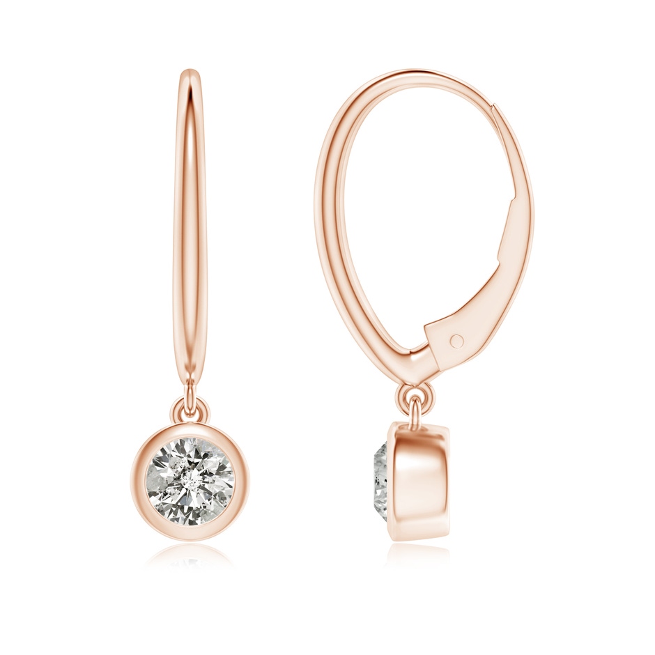 4.1mm KI3 Classic Bezel-Set Round Diamond Leverback Drop Earrings in Rose Gold 