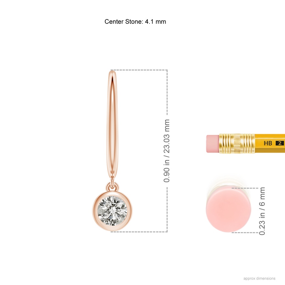 4.1mm KI3 Classic Bezel-Set Round Diamond Leverback Drop Earrings in Rose Gold ruler