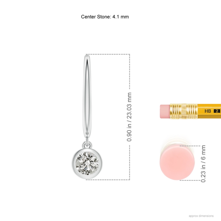 4.1mm KI3 Classic Bezel-Set Round Diamond Leverback Drop Earrings in White Gold ruler