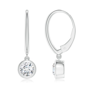 4.6mm GVS2 Classic Bezel-Set Round Diamond Leverback Drop Earrings in White Gold