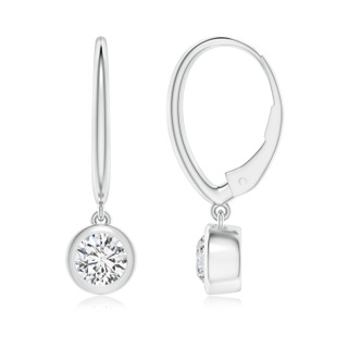 4.6mm HSI2 Classic Bezel-Set Round Diamond Leverback Drop Earrings in White Gold