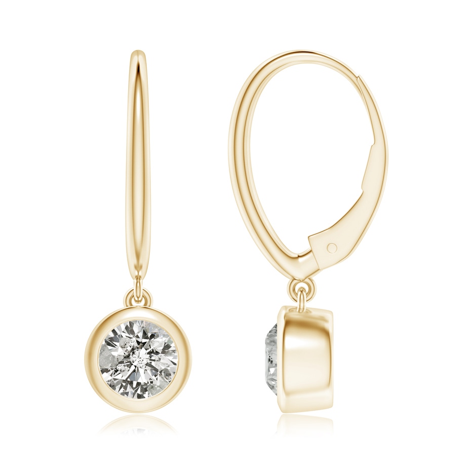 5.1mm KI3 Classic Bezel-Set Round Diamond Leverback Drop Earrings in 18K Yellow Gold 