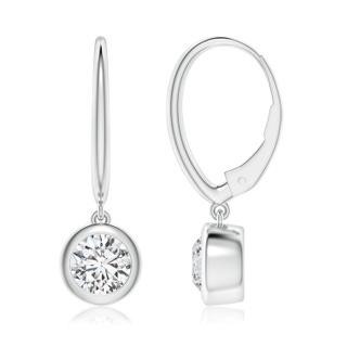 6.4mm HSI2 Classic Bezel-Set Round Diamond Leverback Drop Earrings in P950 Platinum