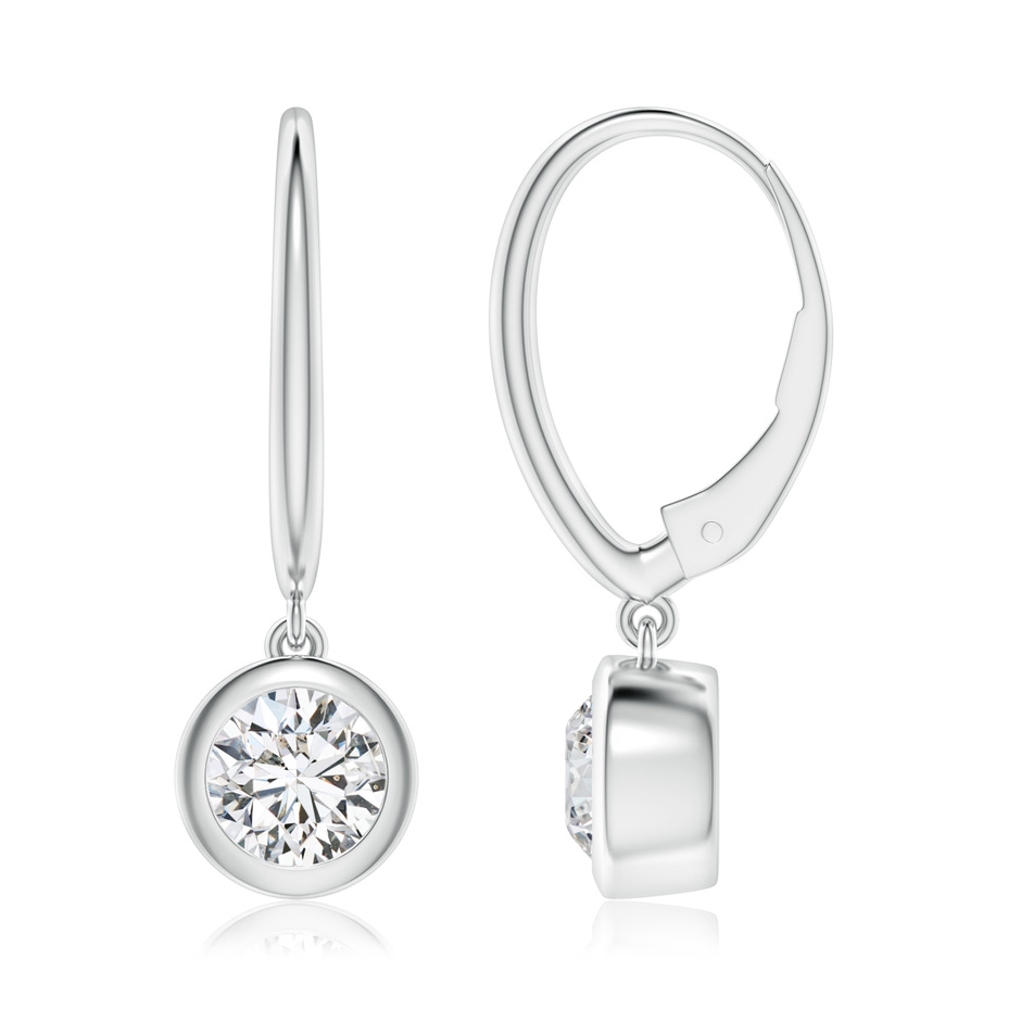 6.4mm HSI2 Classic Bezel-Set Round Diamond Leverback Drop Earrings in P950 Platinum 