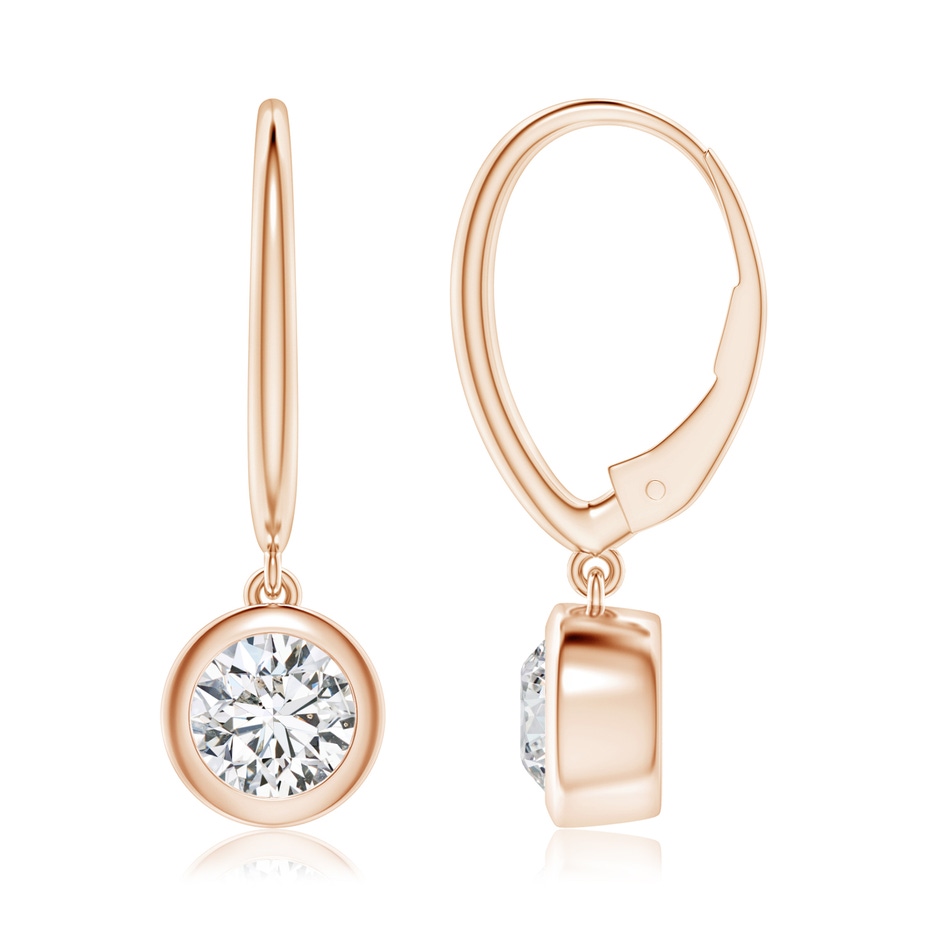6.4mm HSI2 Classic Bezel-Set Round Diamond Leverback Drop Earrings in Rose Gold 