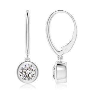 6.4mm IJI1I2 Classic Bezel-Set Round Diamond Leverback Drop Earrings in P950 Platinum