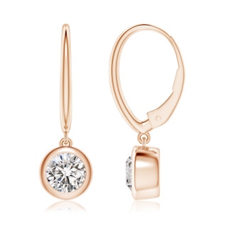 6.4mm IJI1I2 Classic Bezel-Set Round Diamond Leverback Drop Earrings in Rose Gold