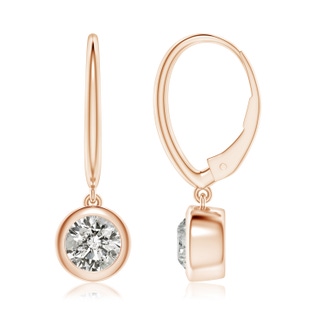 6.4mm KI3 Classic Bezel-Set Round Diamond Leverback Drop Earrings in Rose Gold