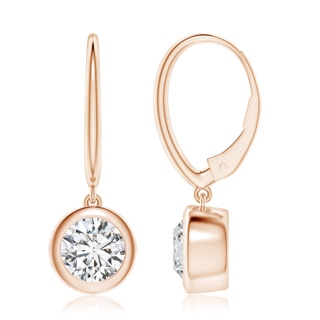7.4mm HSI2 Classic Bezel-Set Round Diamond Leverback Drop Earrings in 9K Rose Gold