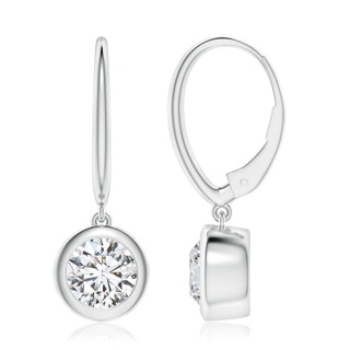 7.4mm HSI2 Classic Bezel-Set Round Diamond Leverback Drop Earrings in P950 Platinum