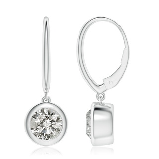 7.4mm KI3 Classic Bezel-Set Round Diamond Leverback Drop Earrings in P950 Platinum