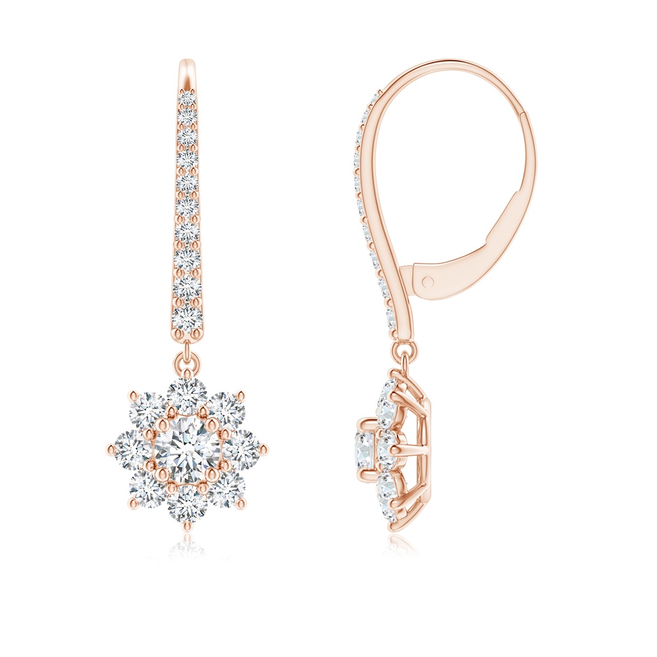 3.4mm GVS2 Starburst Diamond Leverback Drop Earrings in Rose Gold 