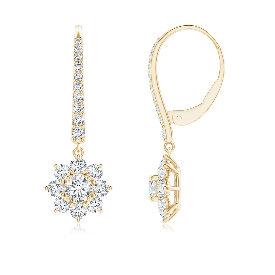 3.4mm GVS2 Starburst Diamond Leverback Drop Earrings in Yellow Gold 