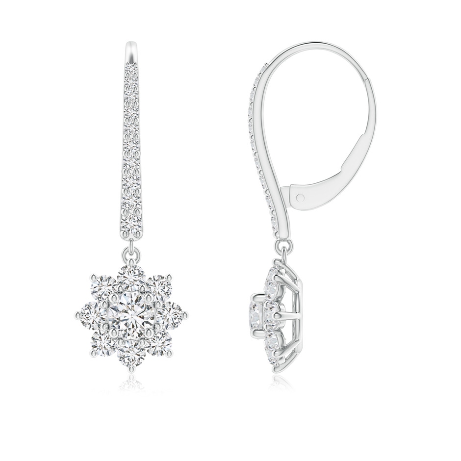 3.4mm HSI2 Starburst Diamond Leverback Drop Earrings in White Gold 