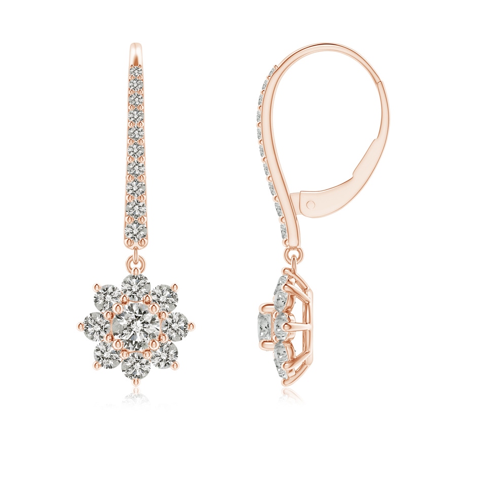 3.4mm KI3 Starburst Diamond Leverback Drop Earrings in Rose Gold 