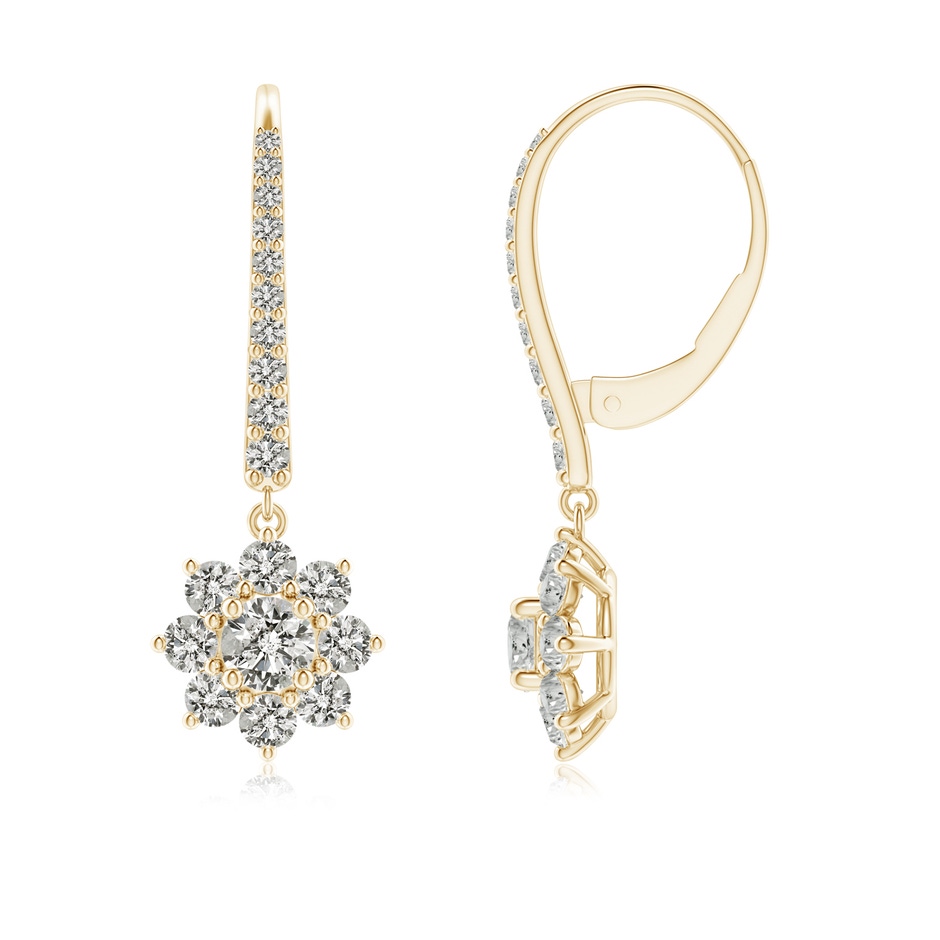 3.4mm KI3 Starburst Diamond Leverback Drop Earrings in Yellow Gold 