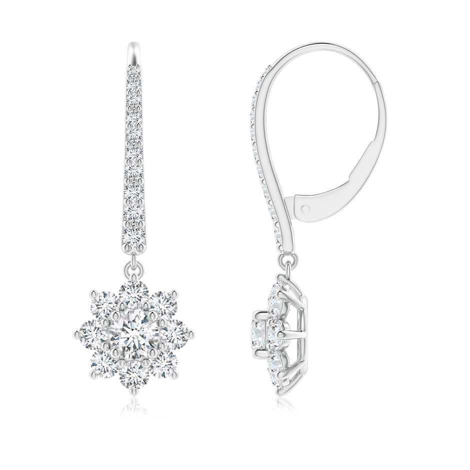 3.6mm GVS2 Starburst Diamond Leverback Drop Earrings in White Gold 