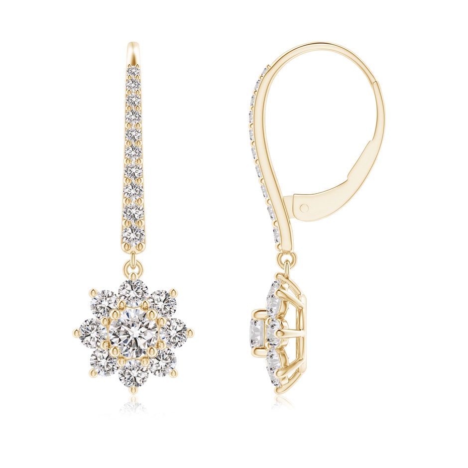 3.6mm IJI1I2 Starburst Diamond Leverback Drop Earrings in Yellow Gold 