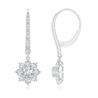 3.8mm GVS2 Starburst Diamond Leverback Drop Earrings in White Gold