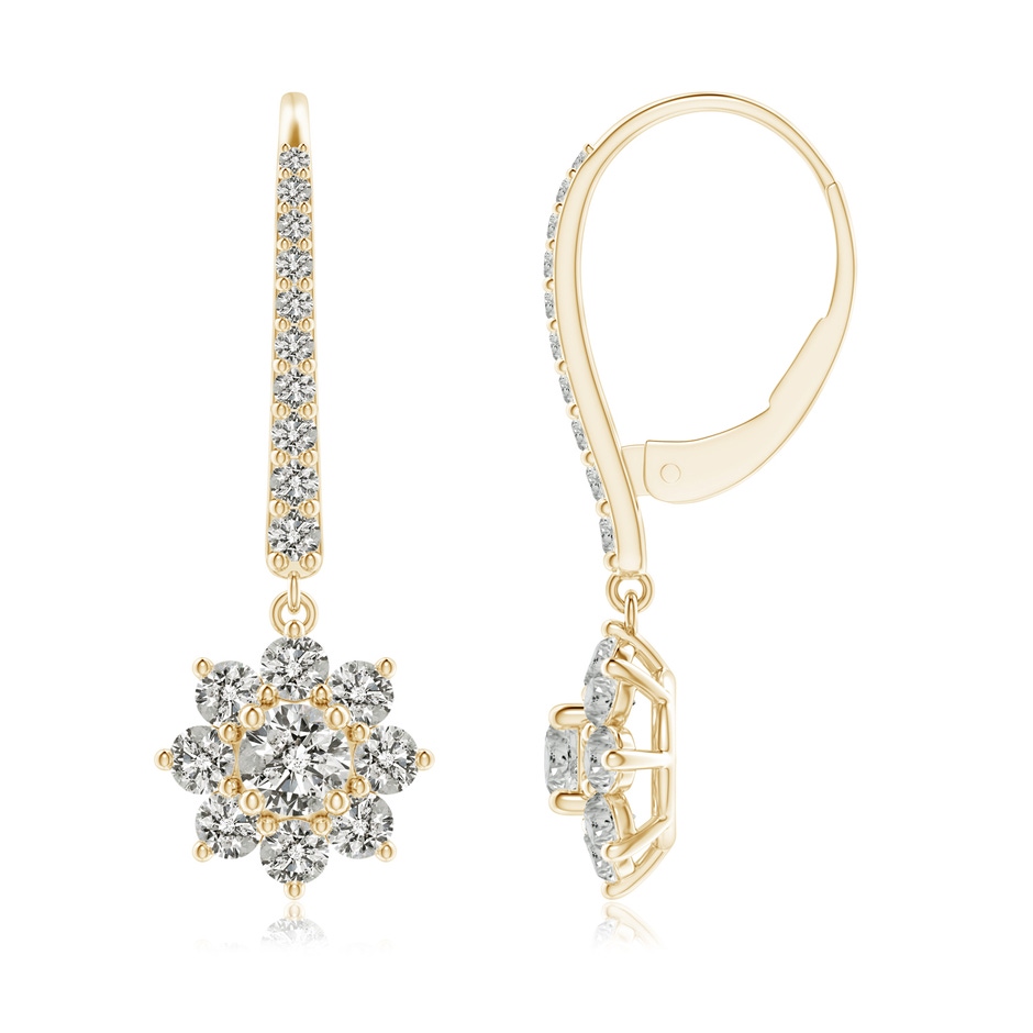 3.8mm KI3 Starburst Diamond Leverback Drop Earrings in Yellow Gold 