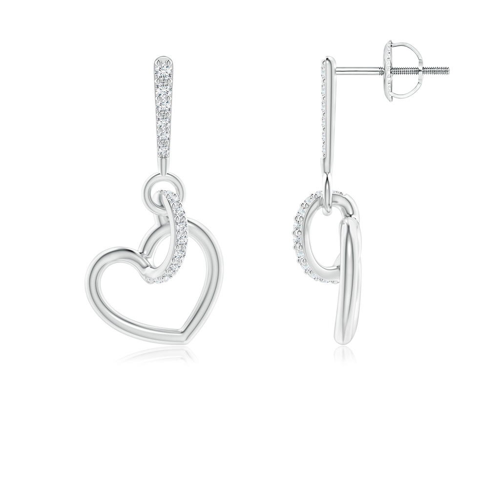 1.05mm GVS2 Diamond Tilted Heart Drop Earrings in P950 Platinum