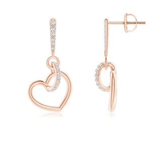 1.05mm GVS2 Diamond Tilted Heart Drop Earrings in Rose Gold