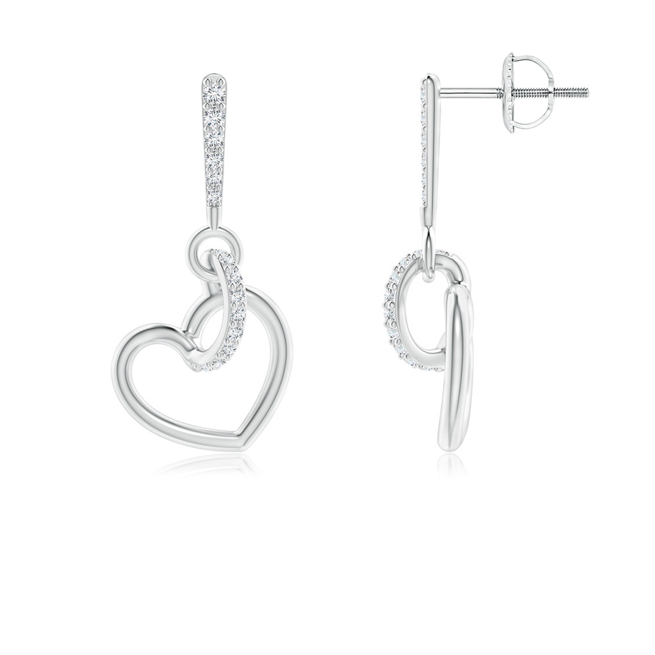 1.05mm GVS2 Diamond Tilted Heart Drop Earrings in White Gold 