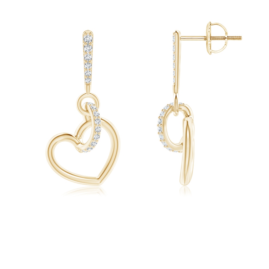 1.05mm GVS2 Diamond Tilted Heart Drop Earrings in Yellow Gold 