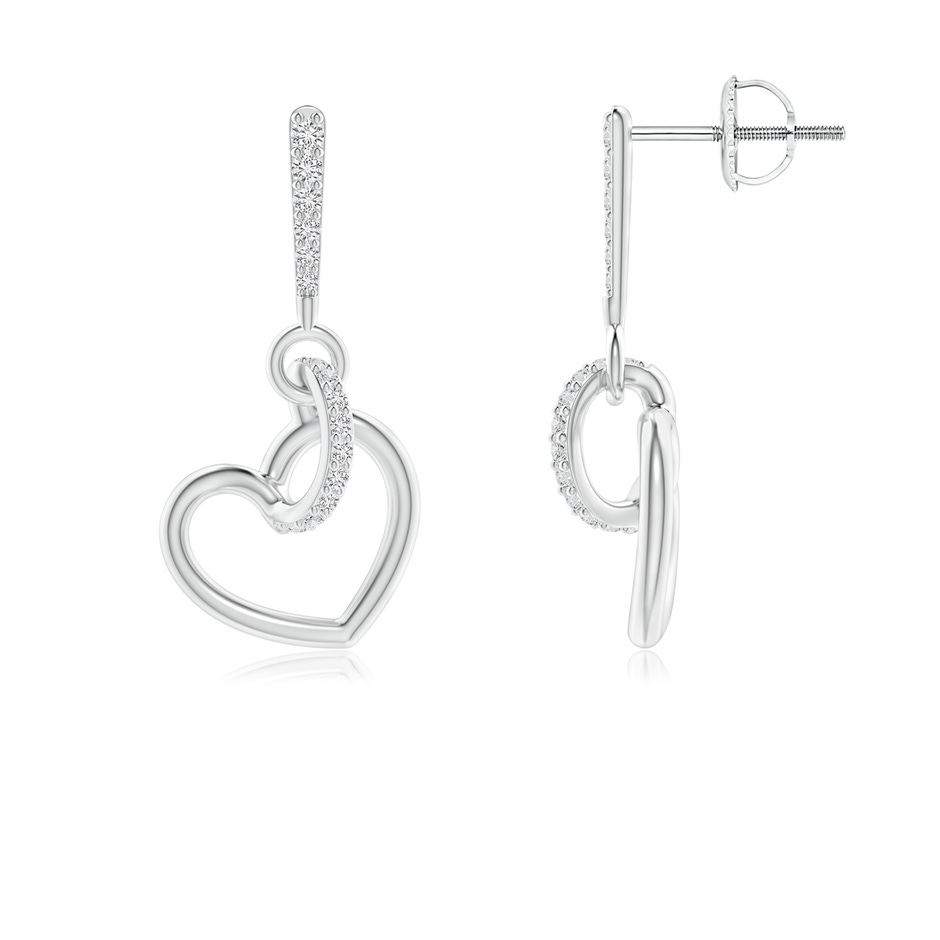 1.05mm HSI2 Diamond Tilted Heart Drop Earrings in White Gold 