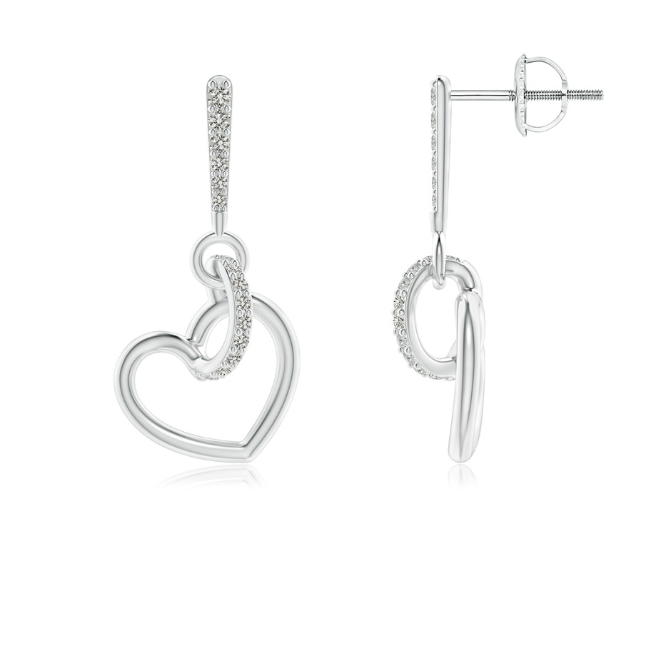 1.05mm KI3 Diamond Tilted Heart Drop Earrings in White Gold 