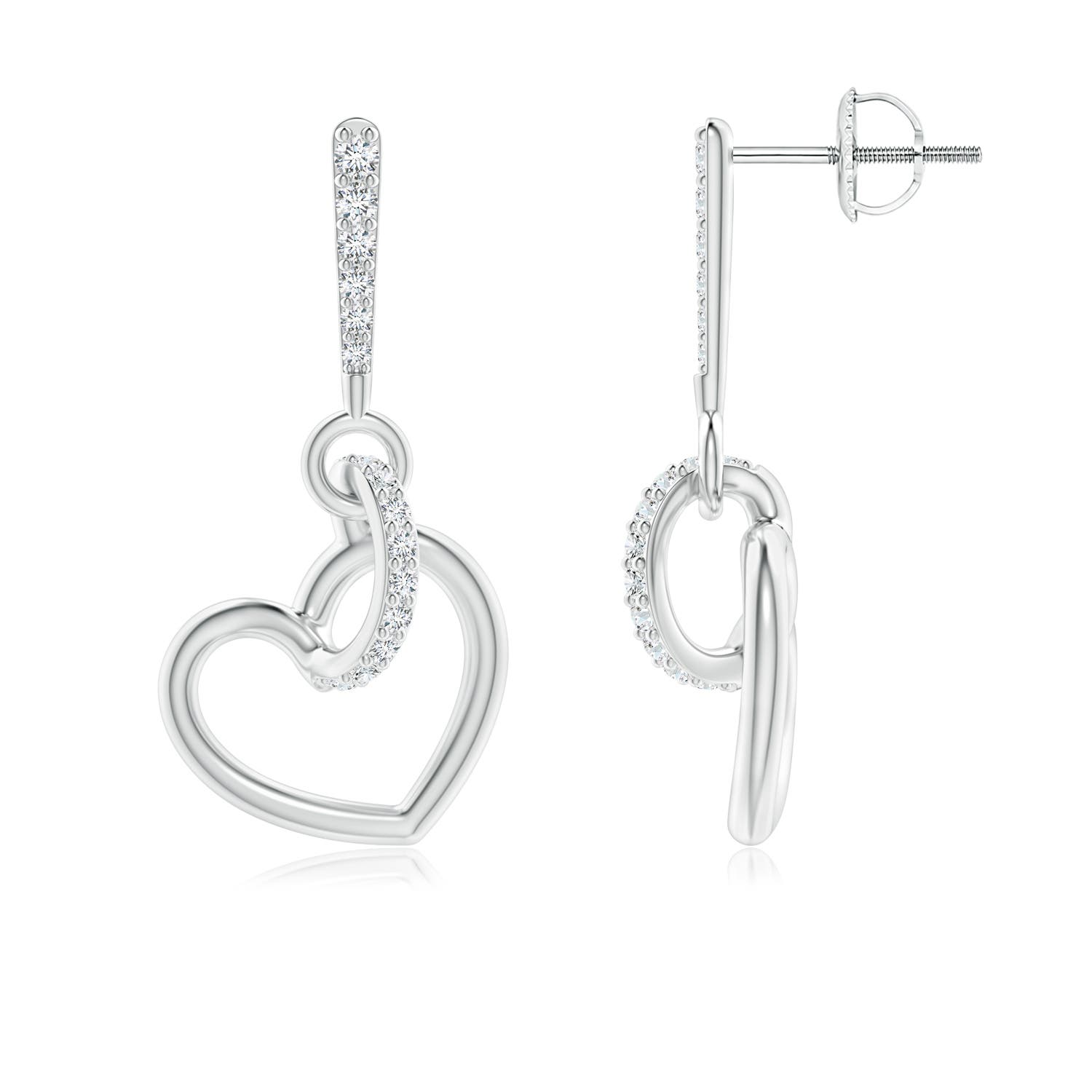 1.15mm GVS2 Diamond Tilted Heart Drop Earrings in P950 Platinum