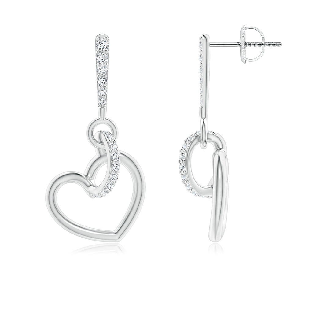 1.15mm GVS2 Diamond Tilted Heart Drop Earrings in White Gold