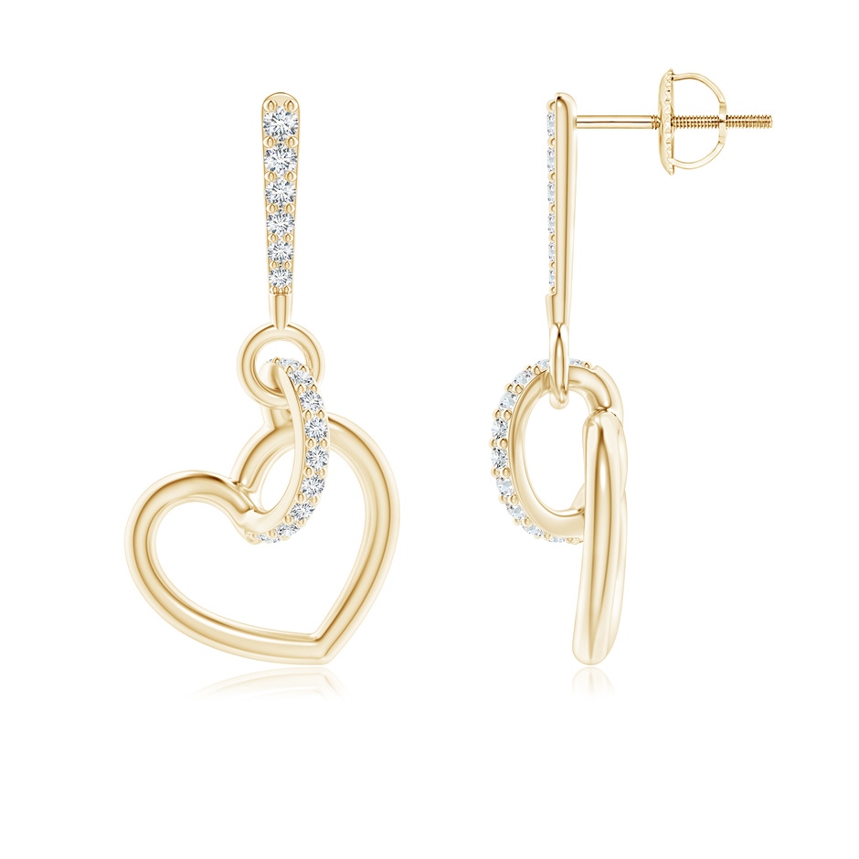 1.15mm GVS2 Diamond Tilted Heart Drop Earrings in Yellow Gold 