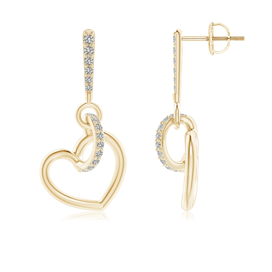 1.15mm KI3 Diamond Tilted Heart Drop Earrings in Yellow Gold 