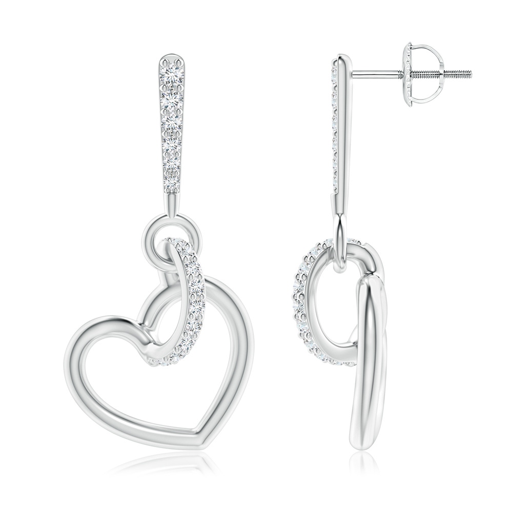 1.35mm GVS2 Diamond Tilted Heart Drop Earrings in White Gold