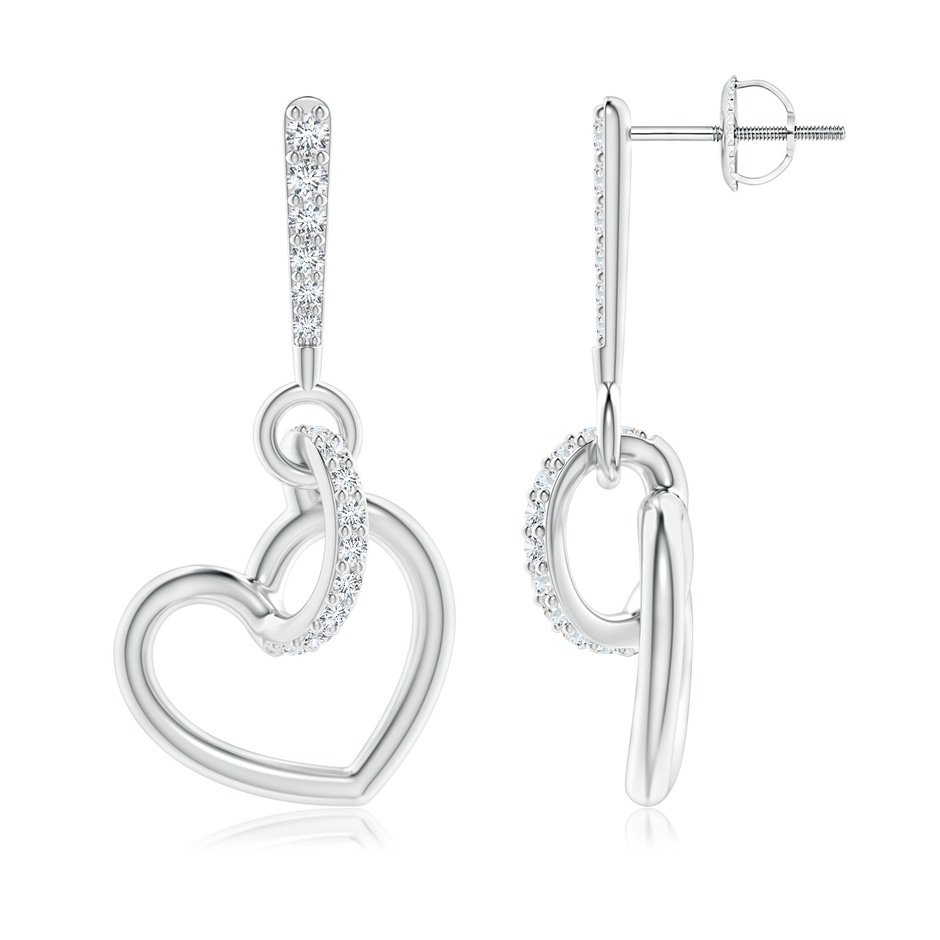 1.35mm GVS2 Diamond Tilted Heart Drop Earrings in White Gold 