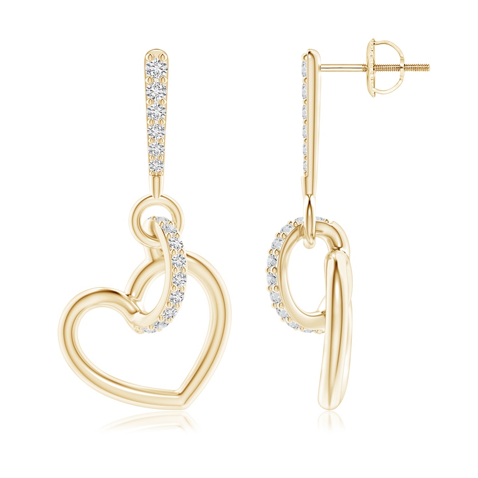1.35mm HSI2 Diamond Tilted Heart Drop Earrings in Yellow Gold 