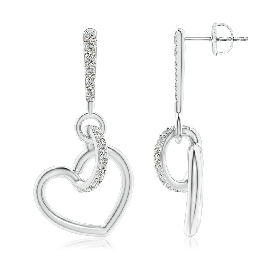 1.35mm KI3 Diamond Tilted Heart Drop Earrings in White Gold 