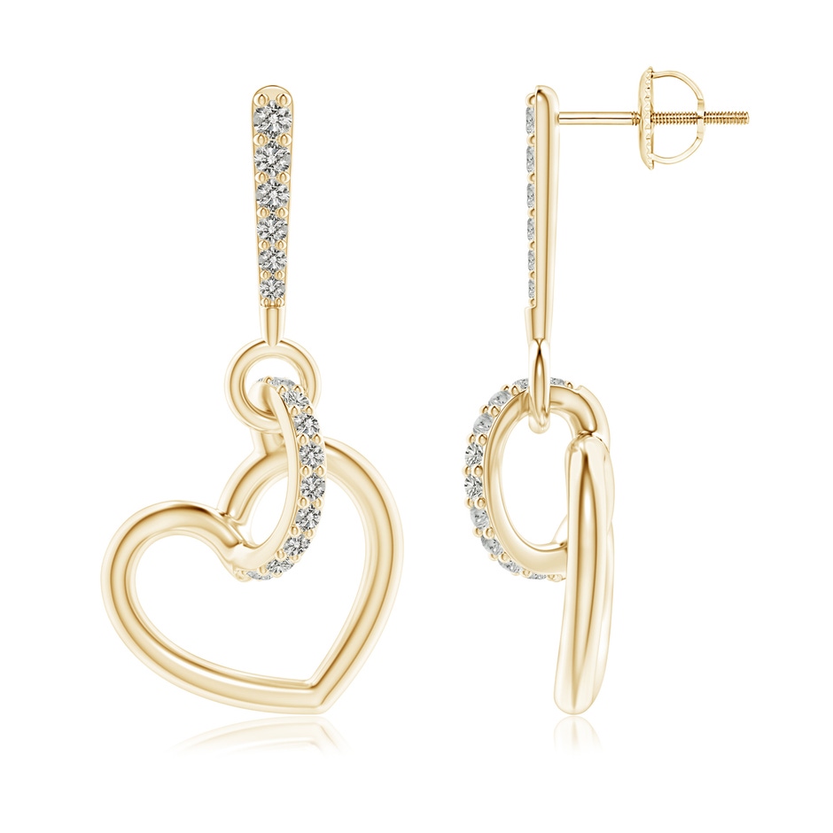 1.35mm KI3 Diamond Tilted Heart Drop Earrings in Yellow Gold 