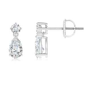 5x3mm GVS2 Classic Pear and Round Diamond Teardrop Earrings in P950 Platinum