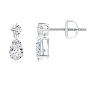 5x3mm HSI2 Classic Pear and Round Diamond Teardrop Earrings in P950 Platinum