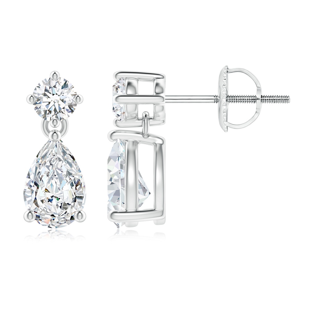 6x4mm GVS2 Classic Pear and Round Diamond Teardrop Earrings in P950 Platinum