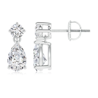 6x4mm HSI2 Classic Pear and Round Diamond Teardrop Earrings in P950 Platinum