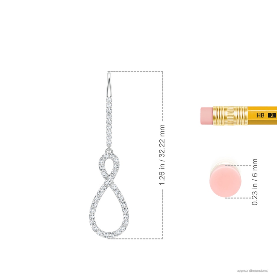 0.95mm GVS2 Diamond Infinity Twist Drop Earrings in White Gold ruler