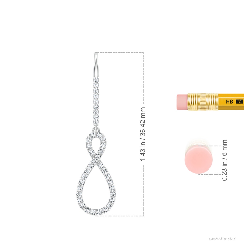 1.15mm GVS2 Diamond Infinity Twist Drop Earrings in White Gold ruler